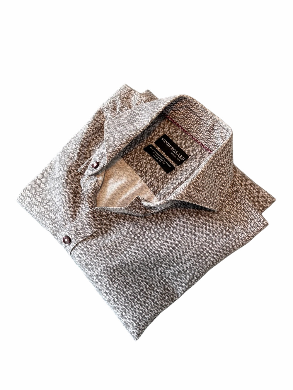 Sondergaard Men's Patterned Dress Shirt in Light Gray Neck 15